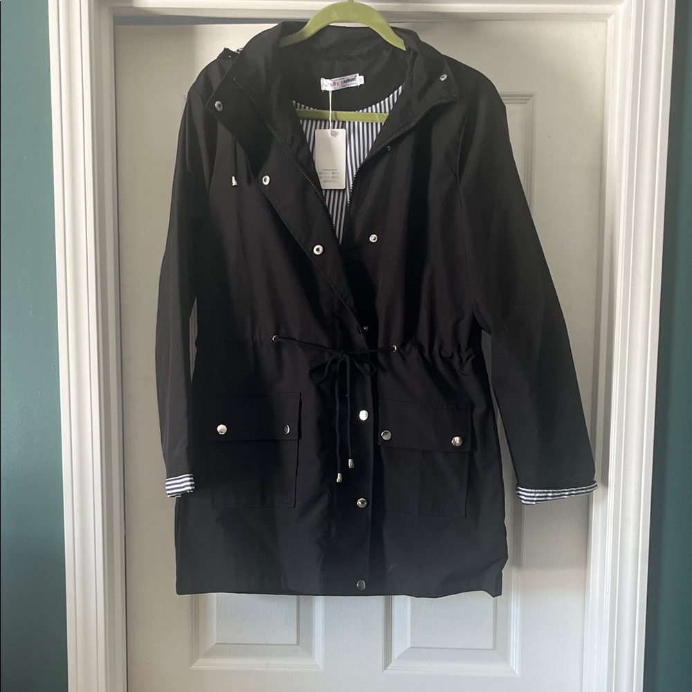 Black Women's Hooded lightweight Jacket/ Rain Coat